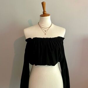 Brandy Melville Black Off the Shoulder Top